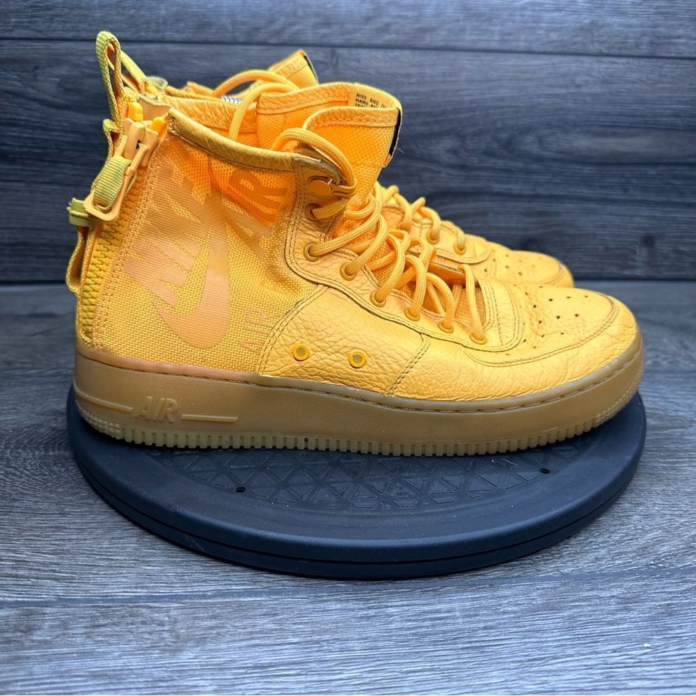 Nike SF AF1 Special Air Force Mid OBJ AJ0424-800 Size 7Y Yellow Women's Sz 9.5